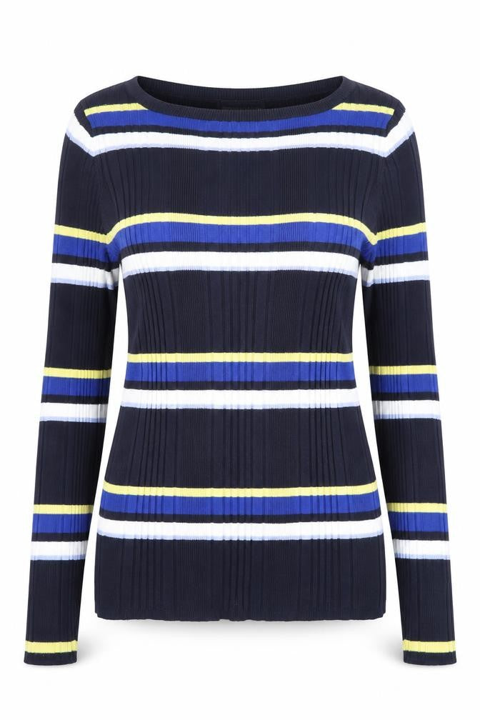 Front view of Marks & Spencer Women’s Multicoloured Striped Long Sleeve jumper, size UK 16