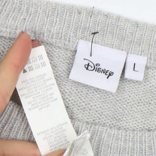 Disney Women’s Grey Mickey Mouse Knit Pullover Jumper L