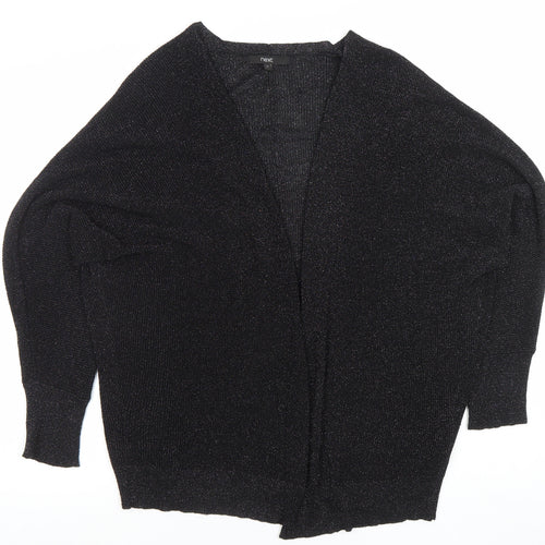 Next Women's Black Glitter Open Knit Long Sleeve Cardigan M