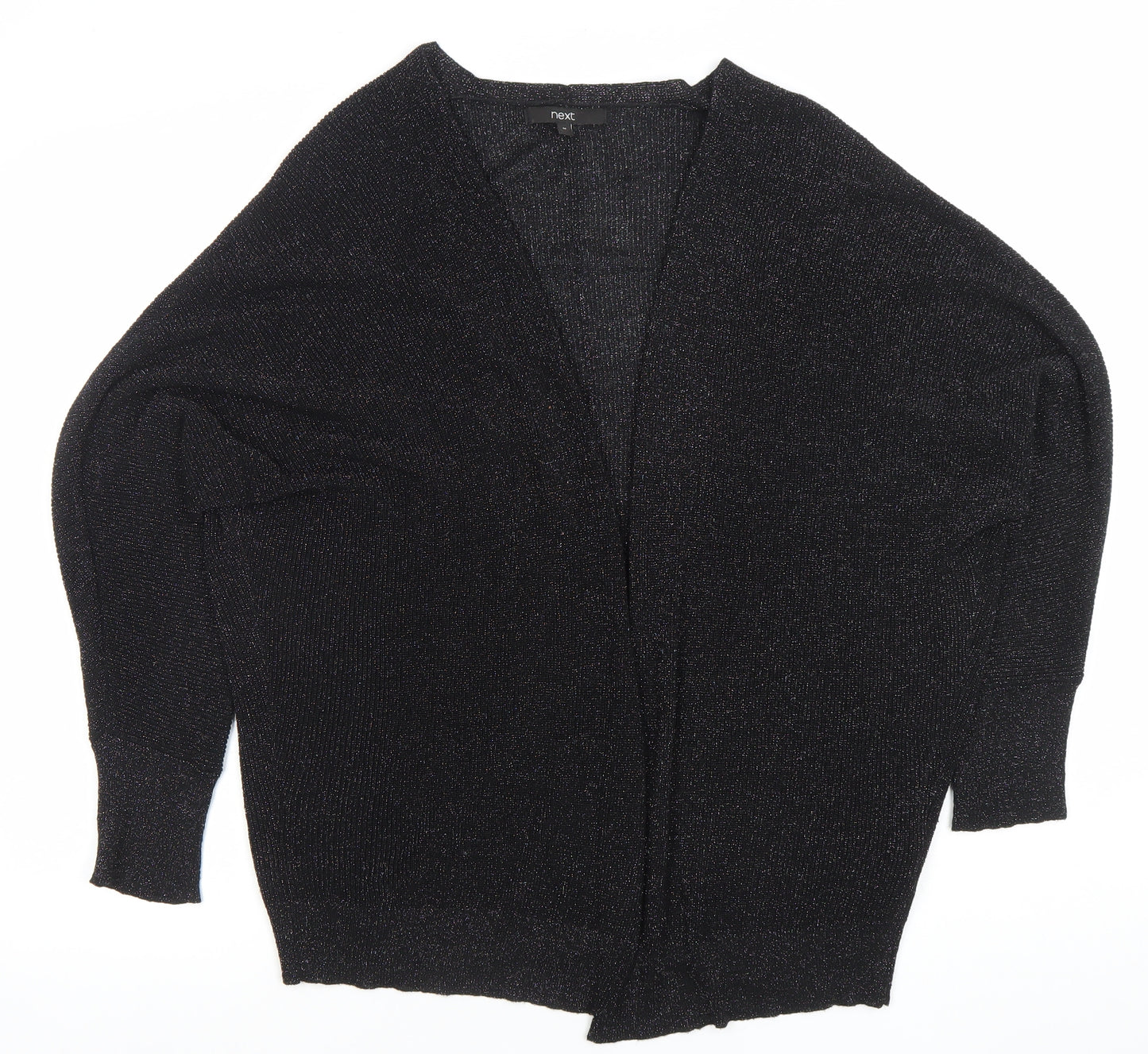 Next Women's Black Glitter Open Knit Long Sleeve Cardigan M