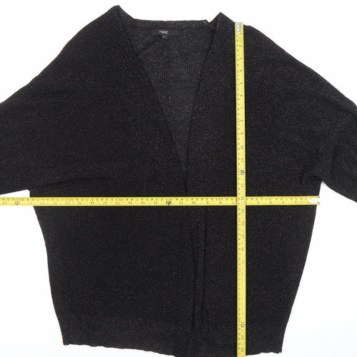Next Women's Black Glitter Open Knit Long Sleeve Cardigan M