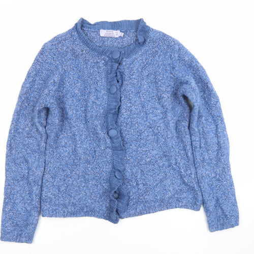 Honor Millburn Women Blue Cardigan Knit Medium 14-16 Acrylic Wool Blend