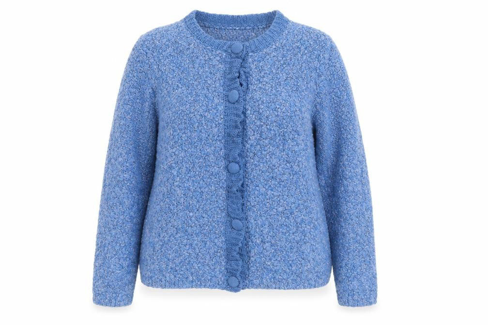Honor Millburn Women Blue Cardigan Knit Medium 14-16 Acrylic Wool Blend