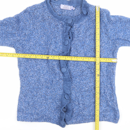 Honor Millburn Women Blue Cardigan Knit Medium 14-16 Acrylic Wool Blend