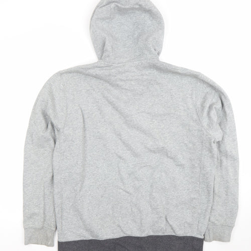 Nike Men Grey Full Zip Hoodie L Logo Fleece Sportswear