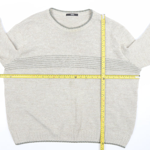Marks and Spencer Men's Beige Wool Blend Crew Neck Jumper Size L