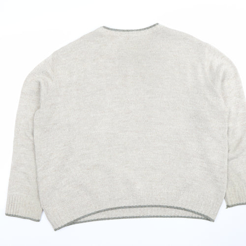 Marks and Spencer Men's Beige Wool Blend Crew Neck Jumper Size L