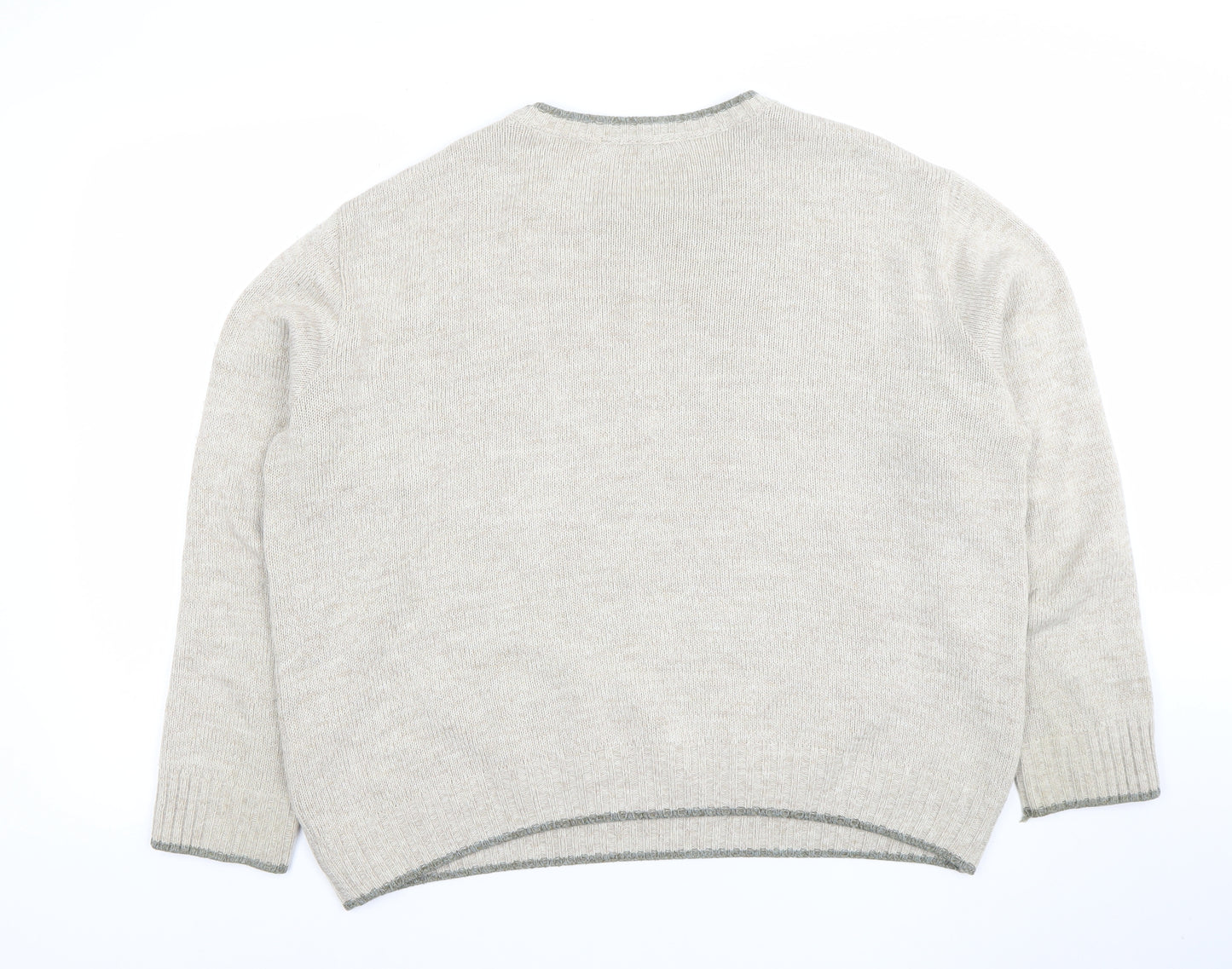 Marks and Spencer Men's Beige Wool Blend Crew Neck Jumper Size L