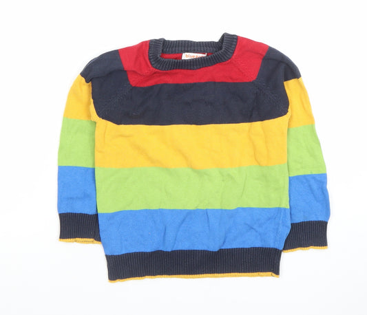 Bluezoo Boys Multicoloured 100% Cotton Striped Jumper Age 3-4 Years