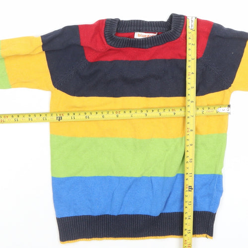 Bluezoo Boys Multicoloured 100% Cotton Striped Jumper Age 3-4 Years