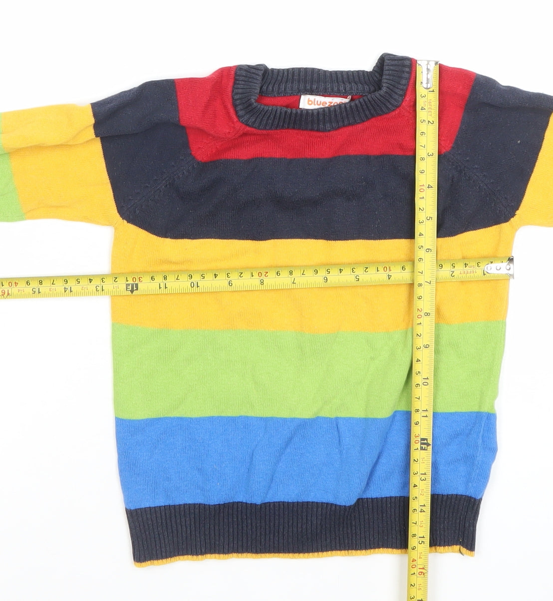Bluezoo Boys Multicoloured 100% Cotton Striped Jumper Age 3-4 Years