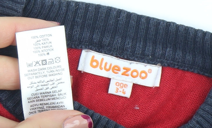 Bluezoo Boys Multicoloured 100% Cotton Striped Jumper Age 3-4 Years