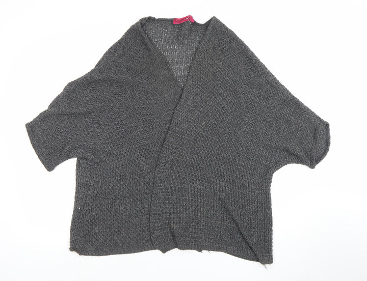 Boohoo Women's Grey Open Knit Short Sleeve Cardigan S