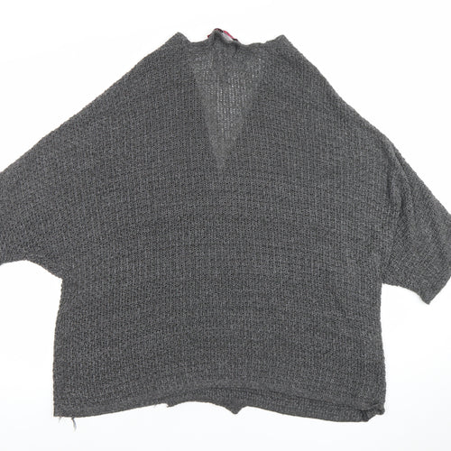 Boohoo Women's Grey Open Knit Short Sleeve Cardigan S