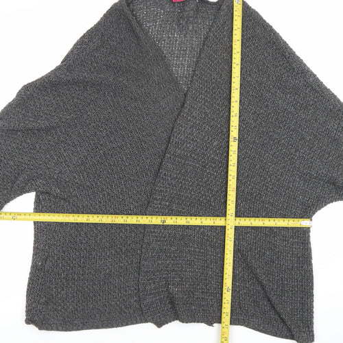 Boohoo Women's Grey Open Knit Short Sleeve Cardigan S