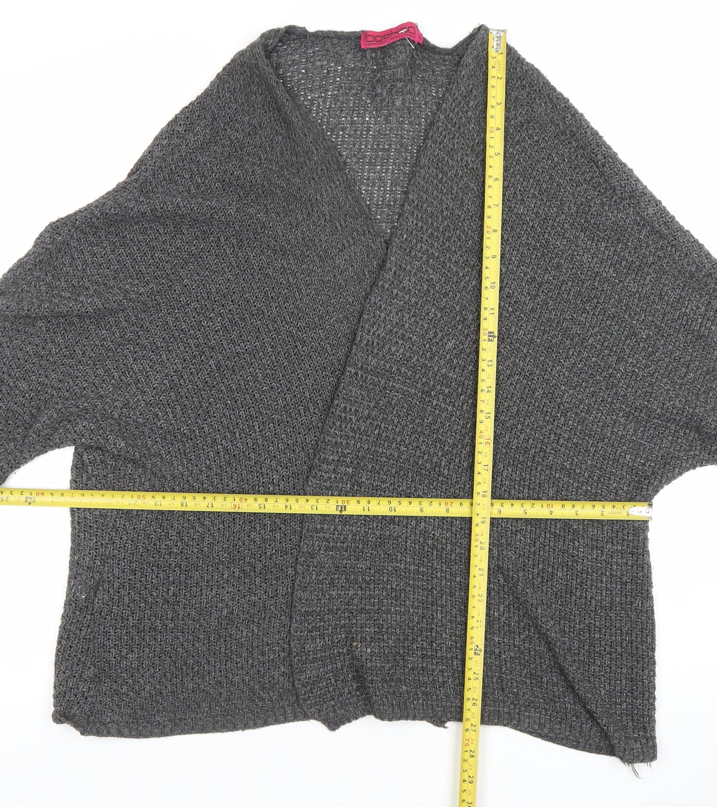 Boohoo Women's Grey Open Knit Short Sleeve Cardigan S