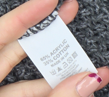 Boohoo Women's Grey Open Knit Short Sleeve Cardigan S