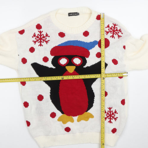 Sixth Avenue Women's White Penguin Christmas Jumper Size S