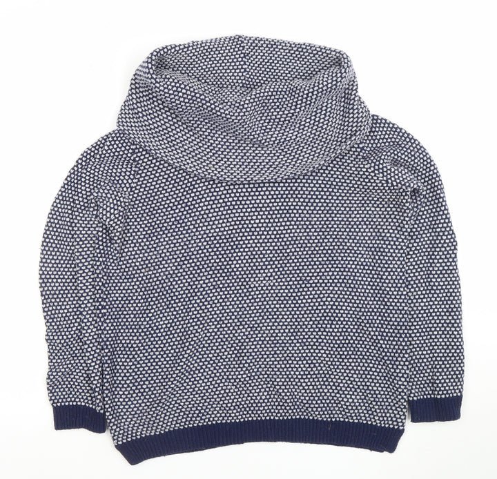 Wallis Women Blue Chunky Knit Cowl Neck Long Sleeve Jumper S