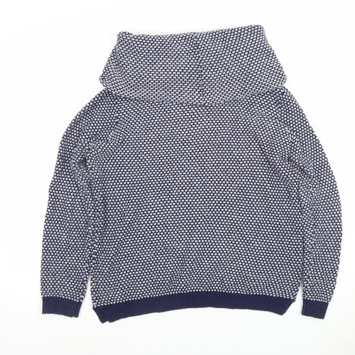 Wallis Women Blue Chunky Knit Cowl Neck Long Sleeve Jumper S
