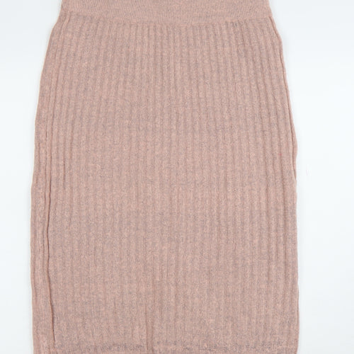 Brave Soul Women Beige Knit Pencil Skirt Size L Elastic Waist