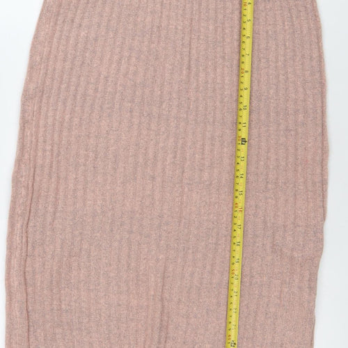 Brave Soul Women Beige Knit Pencil Skirt Size L Elastic Waist