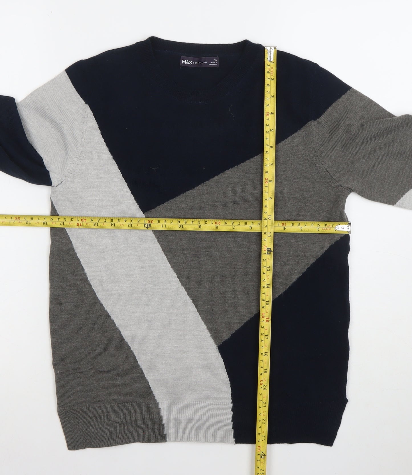 Marks and Spencer Women's Multicoloured Geometric Acrylic Jumper Size 10