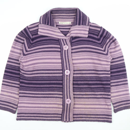EWM Women’s Purple Striped Collared Cardigan XL 22-24 Acrylic Knit