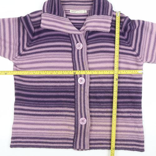 EWM Women’s Purple Striped Collared Cardigan XL 22-24 Acrylic Knit