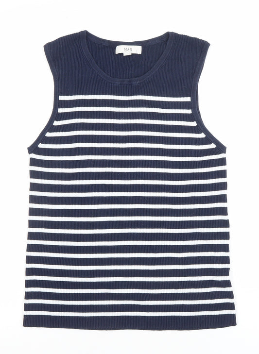 Marks and Spencer Women’s Blue Striped Sleeveless Tank Top Size 20