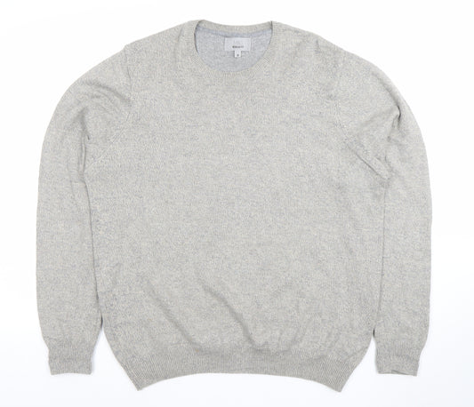 Marks and Spencer Men's Grey Cotton Crew Neck Jumper M Regular Fit
