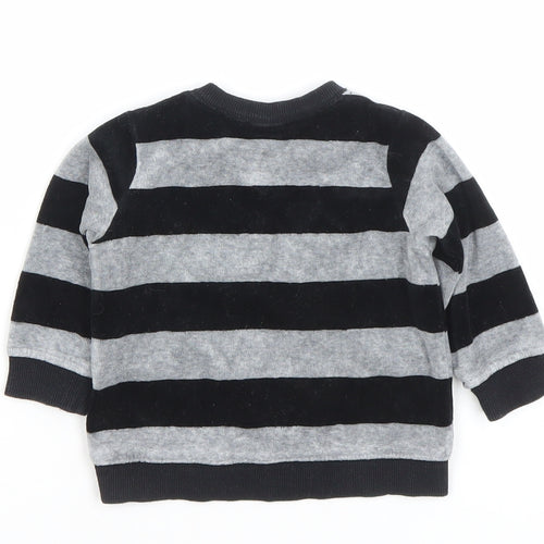 H&M Unisex Baby Black Grey Smurfs Striped Long Sleeve Pullover T-Shirt 6-9M