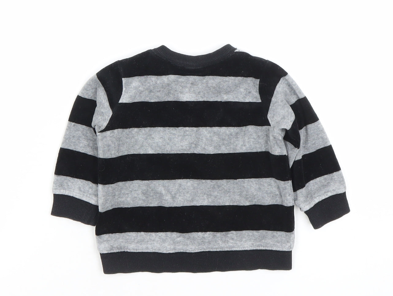 H&M Unisex Baby Black Grey Smurfs Striped Long Sleeve Pullover T-Shirt 6-9M