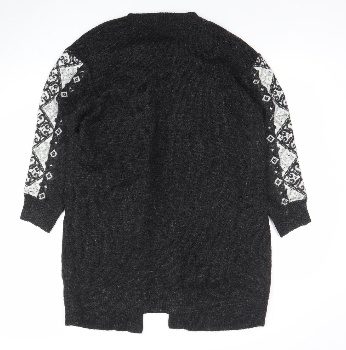 Atmosphere Women's Black Medium Knit Geometric Open Cardigan