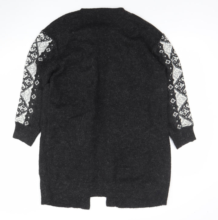 Atmosphere Women's Black Medium Knit Geometric Open Cardigan