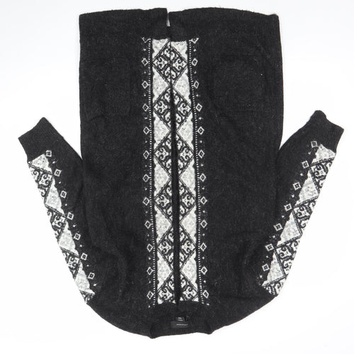 Atmosphere Women's Black Medium Knit Geometric Open Cardigan
