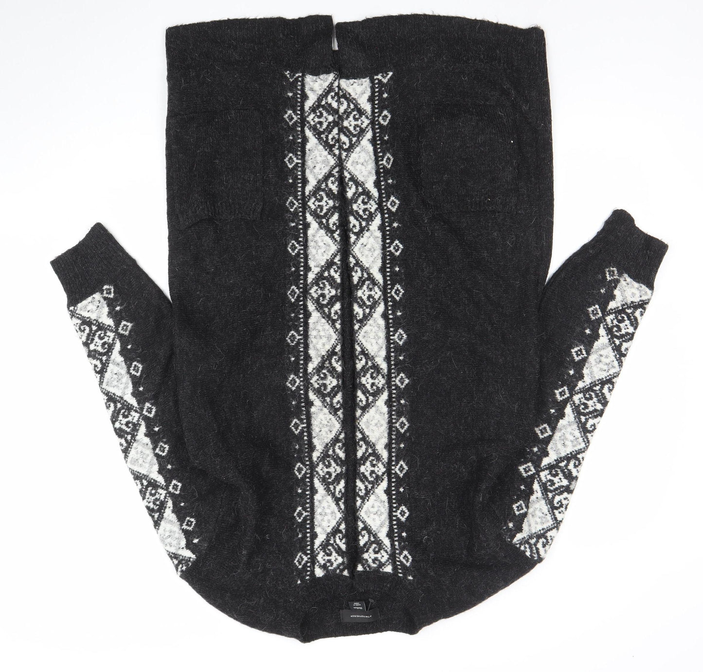 Atmosphere Women's Black Medium Knit Geometric Open Cardigan