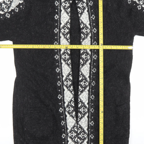 Atmosphere Women's Black Medium Knit Geometric Open Cardigan