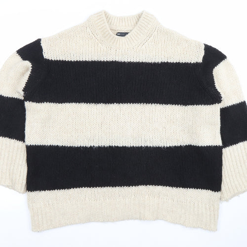 ASOS Women’s Black & Beige Striped Chunky Knit Pullover Jumper XS