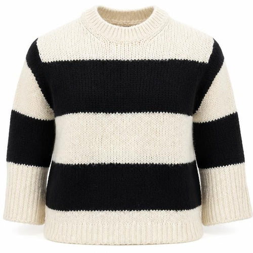 ASOS Women’s Black & Beige Striped Chunky Knit Pullover Jumper XS
