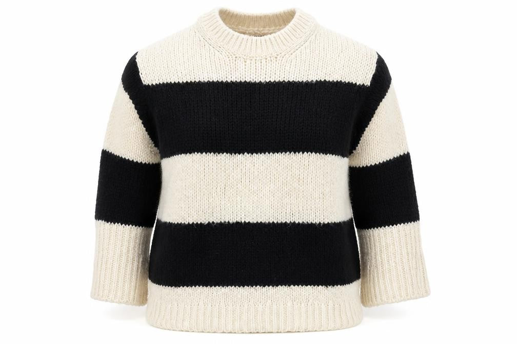 ASOS Women’s Black & Beige Striped Chunky Knit Pullover Jumper XS