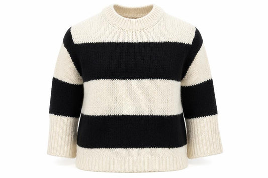 Front view of ASOS Women’s Black & Beige Striped Chunky Knit jumper XS