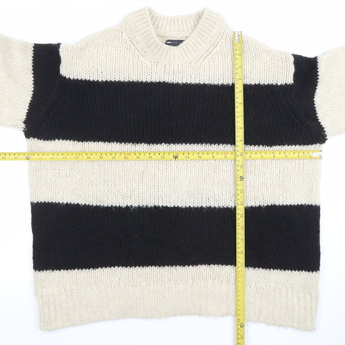 ASOS Women’s Black & Beige Striped Chunky Knit Pullover Jumper XS