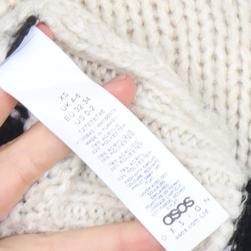 ASOS Women’s Black & Beige Striped Chunky Knit Pullover Jumper XS