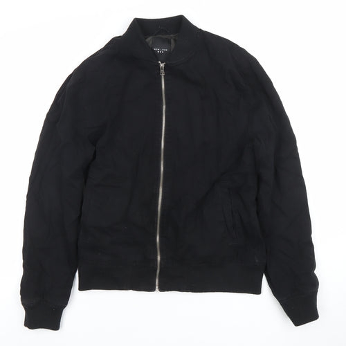 New Look Men Black XS Bomber Jacket Cotton Full Zip Casual