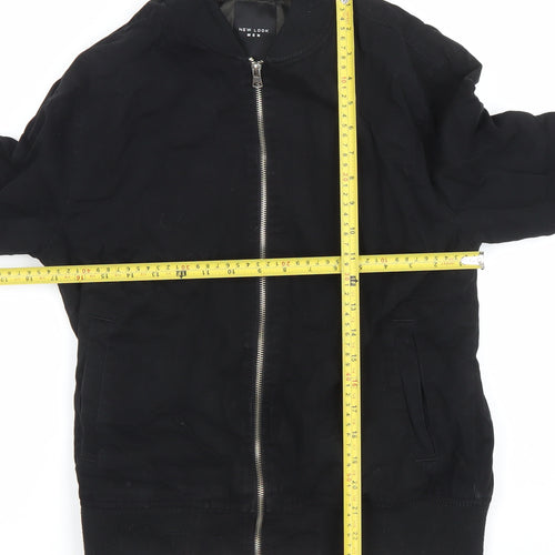 New Look Men Black XS Bomber Jacket Cotton Full Zip Casual