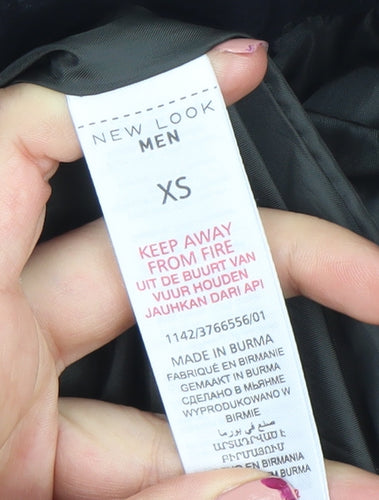 New Look Men Black XS Bomber Jacket Cotton Full Zip Casual