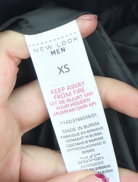 New Look Men Black XS Bomber Jacket Cotton Full Zip Casual