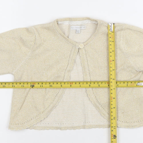 RJR John Rocha Girls Beige Metallic Long Sleeve Button Cardigan 7-8 Years