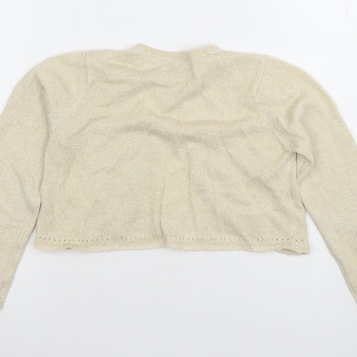 RJR John Rocha Girls Beige Metallic Long Sleeve Button Cardigan 7-8 Years